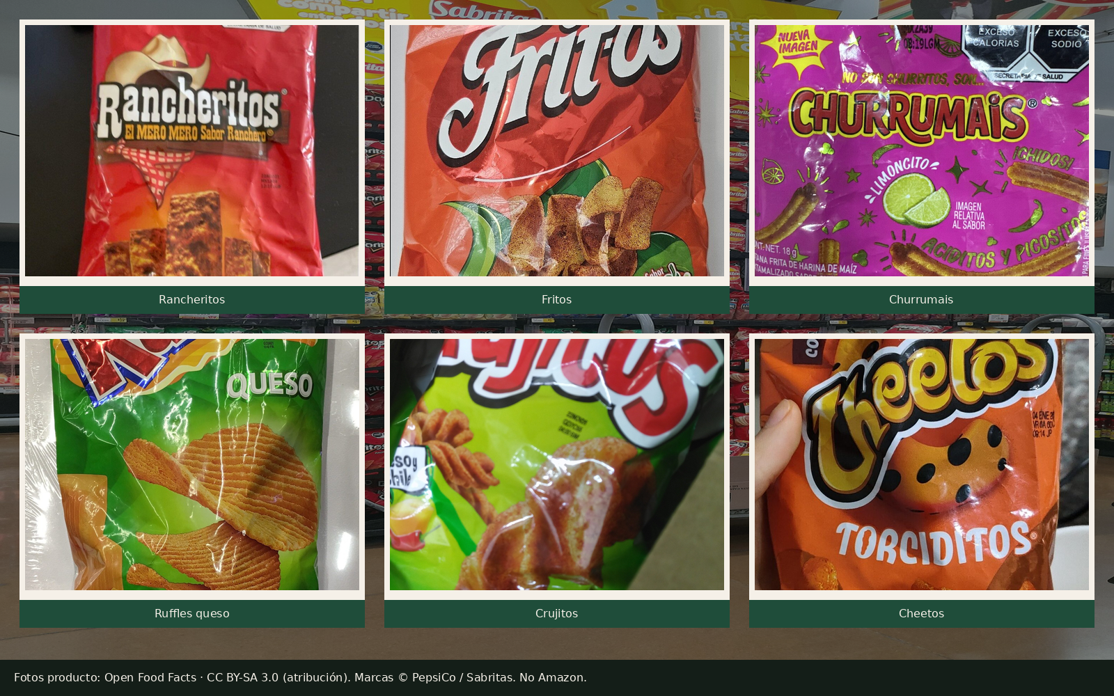 Papitas en el mostrador de la tiendita — antojo de colonia